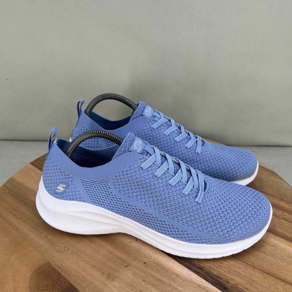 S Sport by Skechers Womens Blue Knit Slip On Walking Shoes F190-11 Size 11